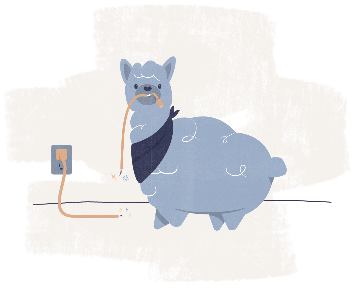 Alpaca eating power cord.